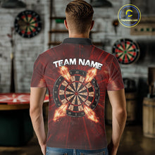 Load image into Gallery viewer, Custom Red Flames Dart Arrow Cracked Skull Men Darts Polo Shirt Grunge Dart Gifts NYN1989