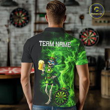 Load image into Gallery viewer, Funny Skeleton St Patrick's Day Men Darts Polo Shirt Custom Flame Shamrock Darts Team Jersey NYN2529