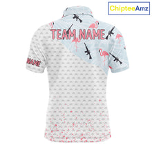 Load image into Gallery viewer, Funny Rifle &amp; Flamingo Polo Shirt Mens Golf Polo Shirts Custom White Ball Pattern Golf Clothes NYN2877