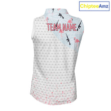 Load image into Gallery viewer, Funny Rifle &amp; Flamingo Sleeveless Polo Shirt Womens Golf Polo Shirts Custom White Ball Golf Clothes NYN2877