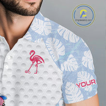 Load image into Gallery viewer, Custom Blue Tropical Monstera Funny Flamingo Matching Men Golf Polo Shirts Team Golf Clothes  NYN2881