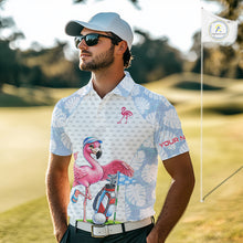 Load image into Gallery viewer, Custom Blue Tropical Monstera Funny Flamingo Matching Men Golf Polo Shirts Team Golf Clothes  NYN2881