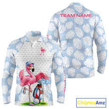 Load image into Gallery viewer, Custom Blue Tropical Monstera Funny Flamingo Matching Men Golf Polo Shirts Team Golf Clothes  NYN2881