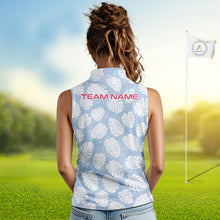 Load image into Gallery viewer, Custom Blue Tropical Monstera Funny Flamingo Matching Womens Golf Sleeveless Polo Shirts Team Golf Clothes NYN2881