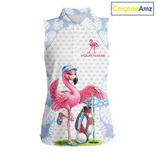 Load image into Gallery viewer, Custom Blue Tropical Monstera Funny Flamingo Matching Womens Golf Sleeveless Polo Shirts Team Golf Clothes NYN2881