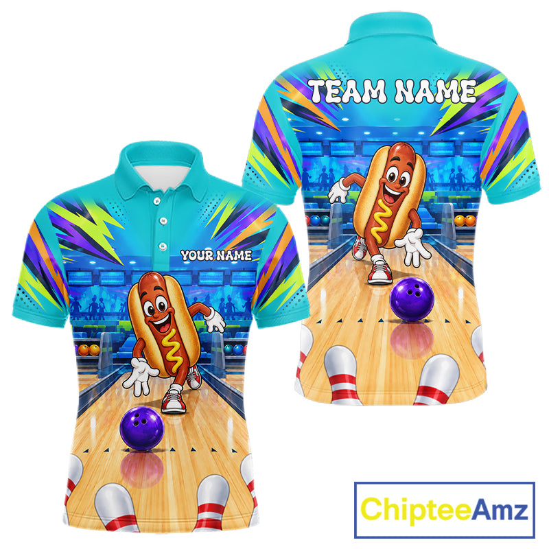 Personalized Hot Dog Bowling Shirt For Men Custom Team Bowling Jersey Funny Bowler Gifts NYN4553
