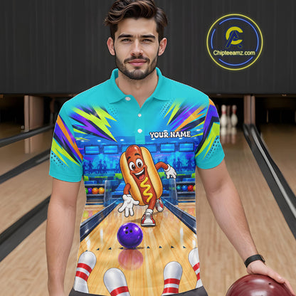 Personalized Hot Dog Bowling Shirt For Men Custom Team Bowling Jersey Funny Bowler Gifts NYN4553