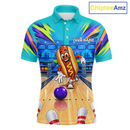 Personalized Hot Dog Bowling Shirt For Men Custom Team Bowling Jersey Funny Bowler Gifts NYN4553