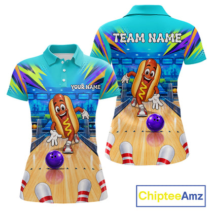 Personalized Hot Dog Bowling Shirt For Women Custom Team Bowling Jersey Funny Bowler Gifts NYN4553