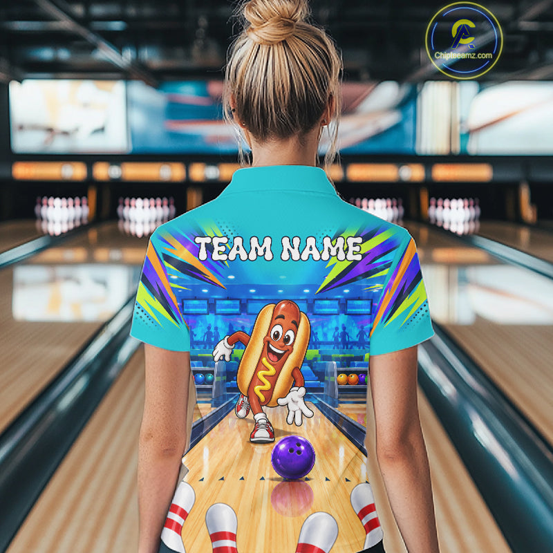 Personalized Hot Dog Bowling Shirt For Women Custom Team Bowling Jersey Funny Bowler Gifts NYN4553