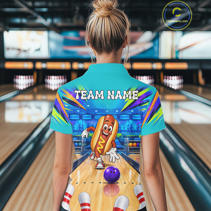 Personalized Hot Dog Bowling Shirt For Women Custom Team Bowling Jersey Funny Bowler Gifts NYN4553
