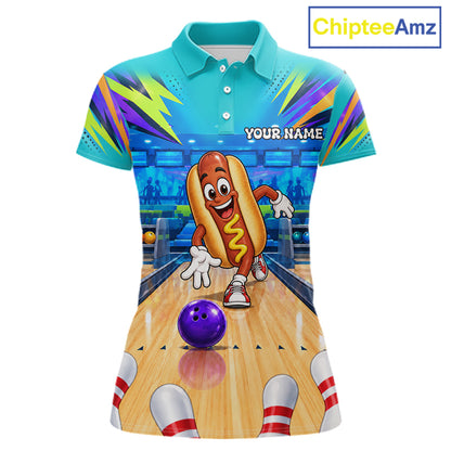 Personalized Hot Dog Bowling Shirt For Women Custom Team Bowling Jersey Funny Bowler Gifts NYN4553
