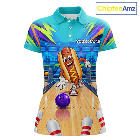 Personalized Hot Dog Bowling Shirt For Women Custom Team Bowling Jersey Funny Bowler Gifts NYN4553