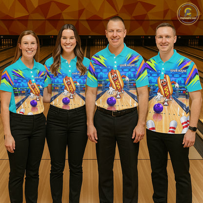 Personalized Hot Dog Bowling Shirt For Men Custom Team Bowling Jersey Funny Bowler Gifts NYN4553