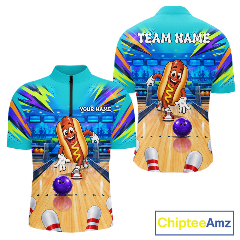 Personalized Hot Dog Bowling Shirt For Men Custom Team Bowling Jersey Funny Bowler Gifts NYN4553