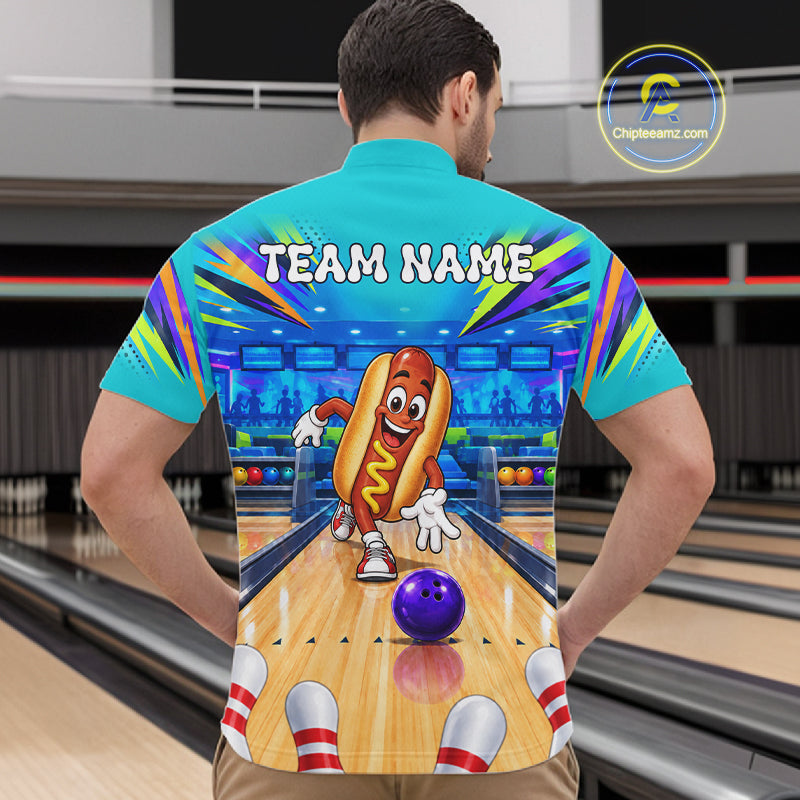 Personalized Hot Dog Bowling Shirt For Men Custom Team Bowling Jersey Funny Bowler Gifts NYN4553