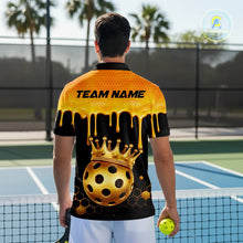 Load image into Gallery viewer, Custom Dripping Honeycomb Gold Crown Pickleball 3D Ball Jerseys Men Pickleball Shirts NYN2230
