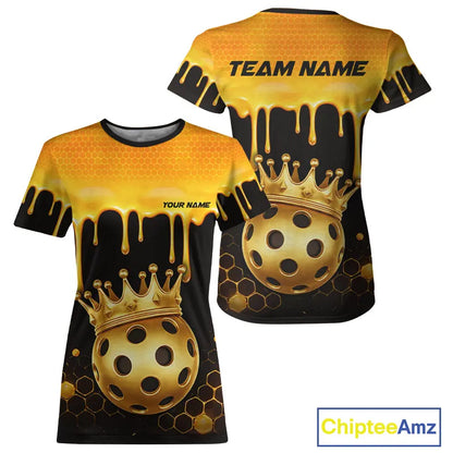 Custom Dripping Honeycomb Gold Crown Pickleball 3D Ball Jerseys Women Pickleball Shirts NYN2230