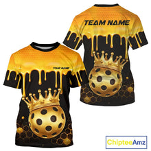 Load image into Gallery viewer, Custom Dripping Honeycomb Gold Crown Pickleball 3D Ball Jerseys Men Pickleball Shirts NYN2230
