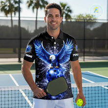 Load image into Gallery viewer, Broken Glass Blue Eagle Lightning Pickleball 3D Ball Jerseys Custom Men Pickleball Shirts NYN2235