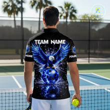 Load image into Gallery viewer, Broken Glass Blue Eagle Lightning Pickleball 3D Ball Jerseys Custom Men Pickleball Shirts NYN2235