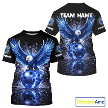 Load image into Gallery viewer, Broken Glass Blue Eagle Lightning Pickleball 3D Ball Jerseys Custom Men Pickleball Shirts NYN2235