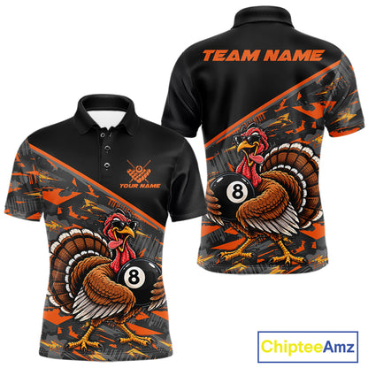 Custom Funny Turkey 8 Ball Billiard Shirts For Men Thanksgiving Pool Billiard Team Outfits NYN4157