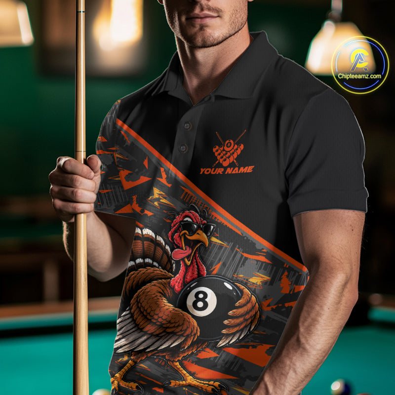 Custom Funny Turkey 8 Ball Billiard Shirts For Men Thanksgiving Pool Billiard Team Outfits NYN4157