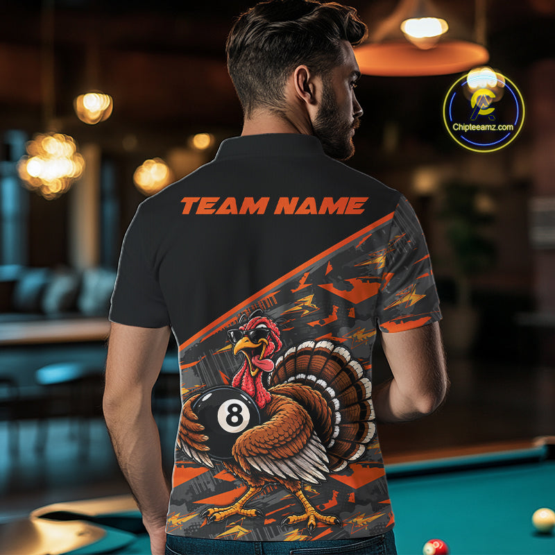 Custom Funny Turkey 8 Ball Billiard Shirts For Men Thanksgiving Pool Billiard Team Outfits NYN4157