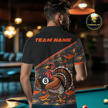 Custom Funny Turkey 8 Ball Billiard Shirts For Men Thanksgiving Pool Billiard Team Outfits NYN4157