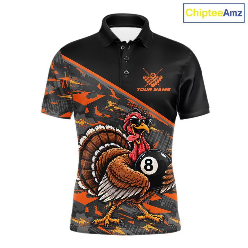 Custom Funny Turkey 8 Ball Billiard Shirts For Men Thanksgiving Pool Billiard Team Outfits NYN4157