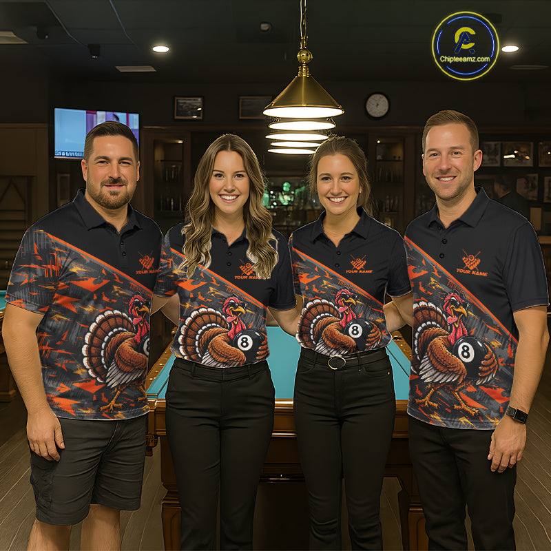 Custom Funny Turkey 8 Ball Billiard Shirts For Men Thanksgiving Pool Billiard Team Outfits NYN4157