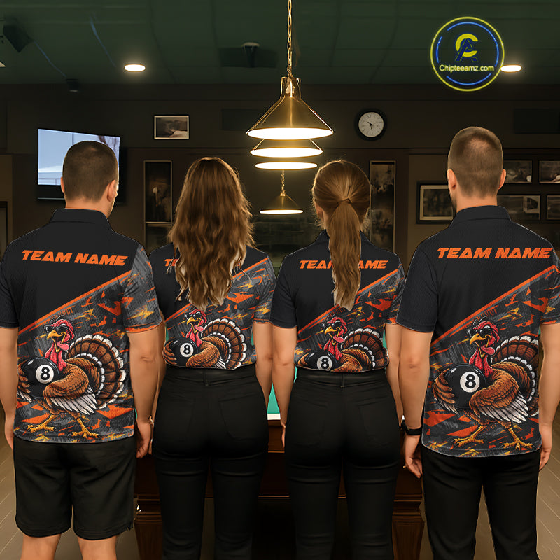 Custom Funny Turkey 8 Ball Billiard Shirts For Men Thanksgiving Pool Billiard Team Outfits NYN4157