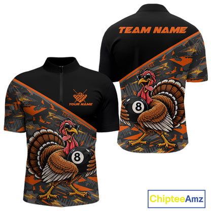 Custom Funny Turkey 8 Ball Billiard Shirts For Men Thanksgiving Pool Billiard Team Outfits NYN4157