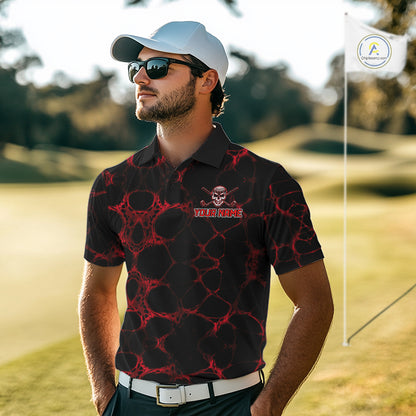 Red And Black Skull Golf Shirt Custom Men's Team Golf Polo Shirt Golf Ball Skull Apparel NYN4574