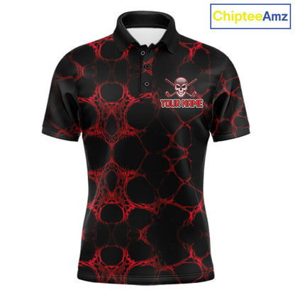 Red And Black Skull Golf Shirt Custom Men's Team Golf Polo Shirt Golf Ball Skull Apparel NYN4574