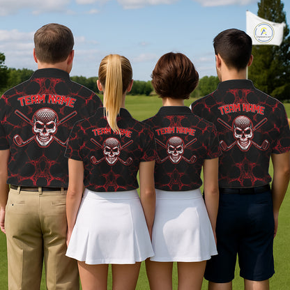 Red And Black Skull Golf Shirt Custom Men's Team Golf Polo Shirt Golf Ball Skull Apparel NYN4574
