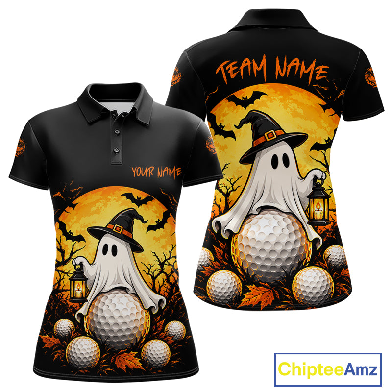 Custom Halloween Women Golf Polo Shirt Personalized Spooky Ghost Golfer Halloween Golf Jersey NYN4575