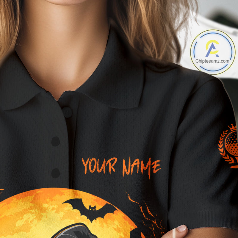 Custom Halloween Women Golf Polo Shirt Personalized Spooky Ghost Golfer Halloween Golf Jersey NYN4575