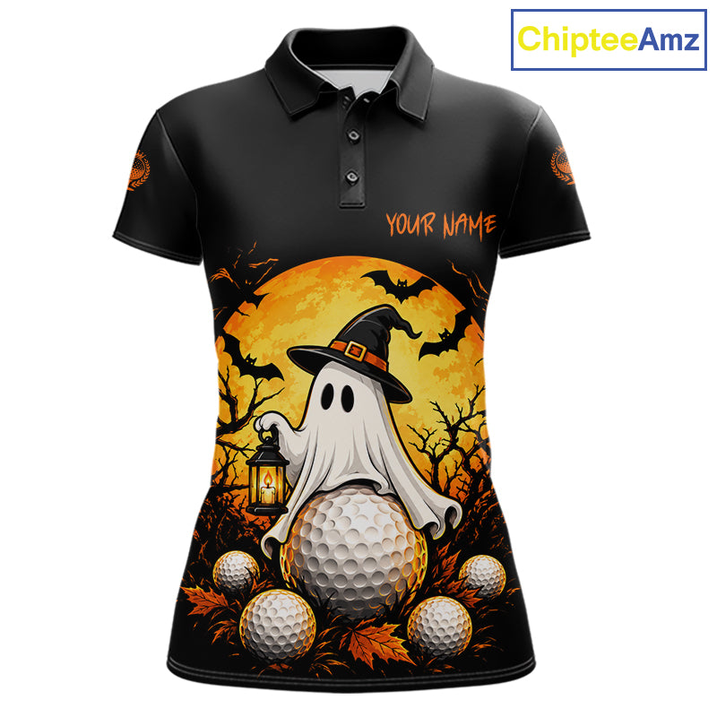 Custom Halloween Women Golf Polo Shirt Personalized Spooky Ghost Golfer Halloween Golf Jersey NYN4575