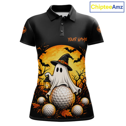 Custom Halloween Women Golf Polo Shirt Personalized Spooky Ghost Golfer Halloween Golf Jersey NYN4575