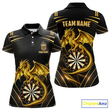 Load image into Gallery viewer, Gold Light Dragon Dartboard Custom Women Darts Polo League Shirts Dragon Dart Jerseys NYN2236