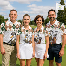 Load image into Gallery viewer, Funny Cool Duck Golf Polo Shirts For Men Green &amp; Brown Argyle Custom White Ball Golf Apparel NYN3122