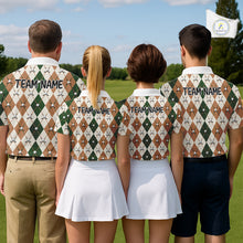 Load image into Gallery viewer, Funny Cool Duck Golf Polo Shirts For Men Green &amp; Brown Argyle Custom White Ball Golf Apparel NYN3122