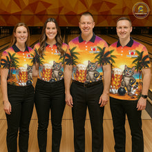 Load image into Gallery viewer, Cheer Beer And Cat Funny Men Bowling Shirt Custom Summer Tropical Youth Bowling Shirts NYN3277