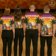 Load image into Gallery viewer, Cheer Beer And Cat Funny Men Bowling Shirt Custom Summer Tropical Youth Bowling Shirts NYN3277
