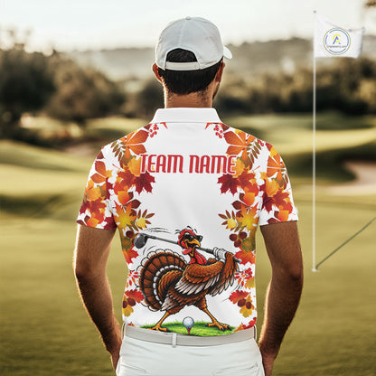 Funny Turkey Men Golf Polo Shirts Custom Thanksgiving Men's Golf Outfits, Unique Golf Gifts NYN4171