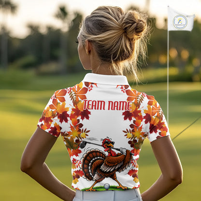 Funny Turkey Women Golf Polo Shirts Custom Thanksgiving Womens Golf Outfits, Unique Golf Gifts NYN4171