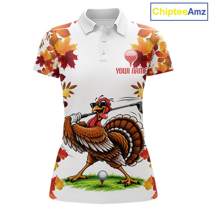 Funny Turkey Women Golf Polo Shirts Custom Thanksgiving Womens Golf Outfits, Unique Golf Gifts NYN4171