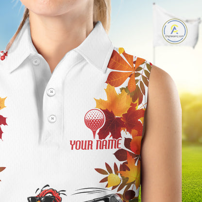 Funny Turkey Women Golf Sleeveless Polo Shirts Custom Thanksgiving Womens Golf Outfits, Unique Golf Gifts NYN4171